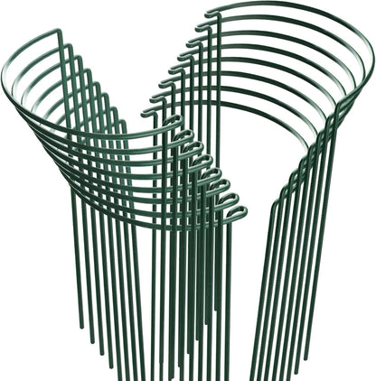 HiGift Peony Cages and Supports 24" H x 10" W, 8 Pack Tall Snake Plant Support Stake Half Round Metal Garden Stake for Indoor and Outdoor Plants, Flower Support Ring Border for Tomato,Hydrangea,Rose