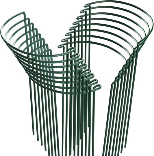 HiGift Peony Cages and Supports 24" H x 10" W, 8 Pack Tall Snake Plant Support Stake Half Round Metal Garden Stake for Indoor and Outdoor Plants, Flower Support Ring Border for Tomato,Hydrangea,Rose