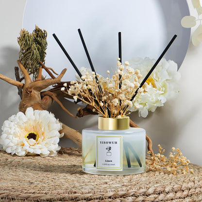 Reed Diffuser Set,5.07 fl oz (150 ml) - White Jasmine Oil Diffusers with 8 Reed Sticks,Home Fragrance Reed Diffuser for Bathroom Shelf Decor