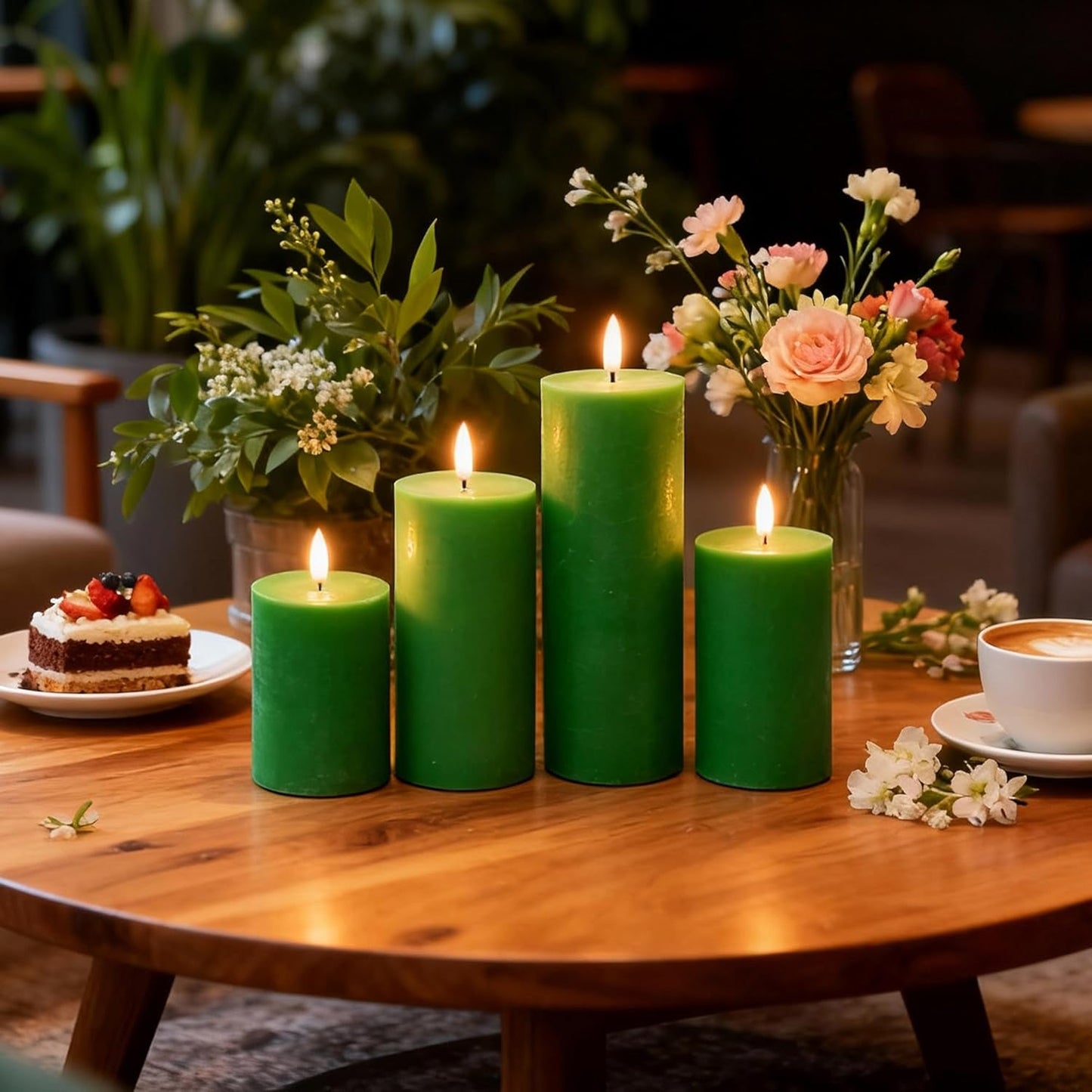 LUSHARBOR Flameless Candles, 4 Pack Battery Operated Candles with Remote, Real Wax LED Fake Candles with Timer Flickering for Christmas Wedding Home Party D3 H 5" 6" 7" 9" White