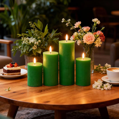 LUSHARBOR Flameless Candles, 4 Pack Battery Operated Candles with Remote, Real Wax LED Fake Candles with Timer Flickering for Christmas Wedding Home Party D3 H 5" 6" 7" 9" White