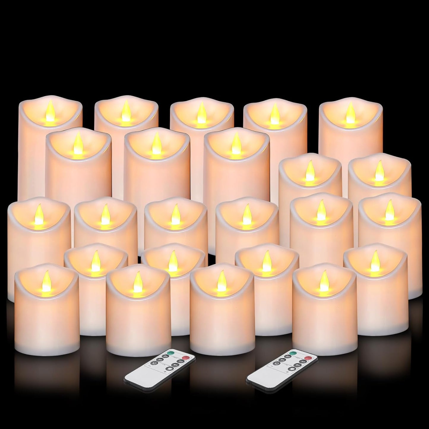 Flameless Candles 4" 5" 6" Set of 3 Ivory Outdoor Indoor Pillars 3" Diameter Battery Operated Flickering Candles Include 10-Key Remote Timer Function 400+ Hours Requires 2 AA Batteries（3 Pack)