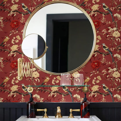 MuralPeel Dark Blue/Yellow Leaf Floral Peel and Stick Wallpaper Vintage Easy Peel Off Self Adhesive Removable Stick on Wall Paper for Kitchen Cabinet Renter Friendly