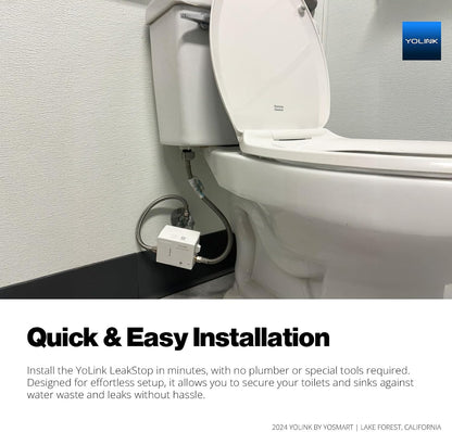 YoLink LeakStop 1-Channel for Toilets/Sinks, Auto Shutoff Valve & Leak Detector, Real-Time Monitoring, LoRa Long-Range, 2 AA Up to 5-Year Battery, App/SMS/Email Alerts – Hub Included
