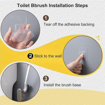 Curved Toilet Brush and Holder Set 2 Pack - Under Rim Toilet Bowl Scrubber with S-Shaped Brush Head & Back Scrubber, Compact Wall Mounted Toilet Cleaning Brush for Bathroom (White)