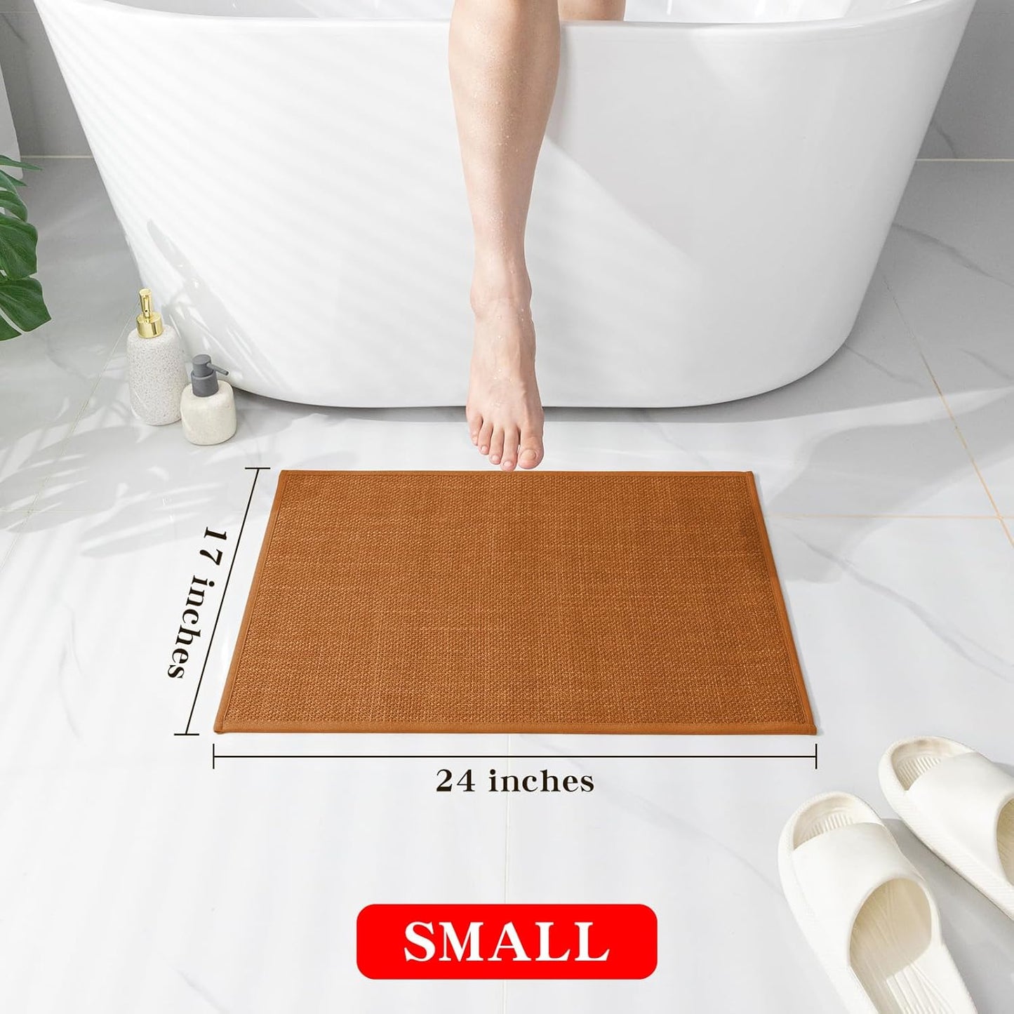 chakme Bathroom Rugs Mat 24x17, Ultra Thin Non Slip Bath Mat Small Quick Dry Absorbent Bath Mat for Bathroom Floor, (Dark Beige, 24"x17")