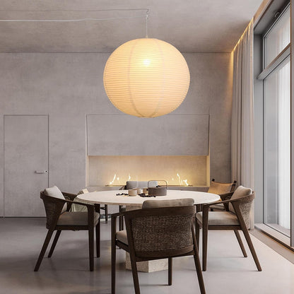 Paper Lantern Lamp Plug in Hanging Lamp 23.6in Off-White Rice Paper Pendant Light with 19.7FT Cord Large Globe Japanese Japandi Wabi Sabi Chandelier for Dining Living Room Bedroom 1 Pack