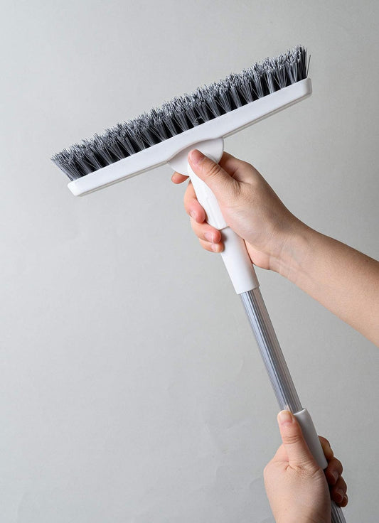 Grout Brush Scrubber with 51.2" Long Extendable Telescopic Handle Cleaning Brush with V-Shaped Bristles Built Scrub Brush Perfect for Bathroom,Kitchen,Tub,Tile,Hard-to-Reach Corners