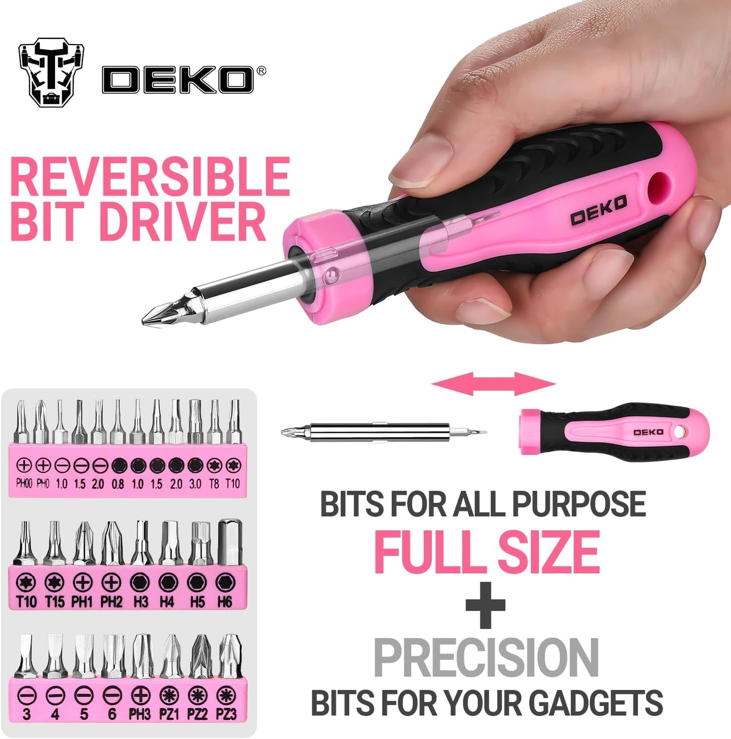 DEKOPRO Tool Set for Women: Pink Tool Set for Home Repair, Womens Tool Kit for All Purpose 42 Piece