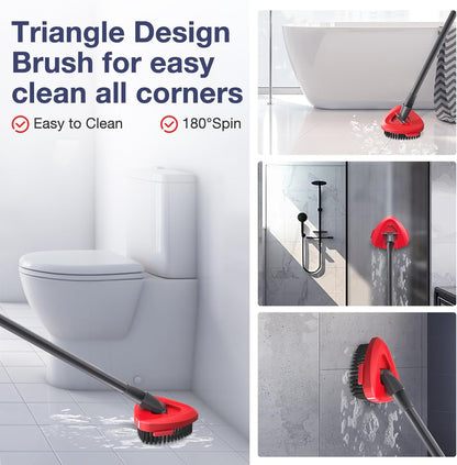 2 Pack 1-Tank Spin Mop Scrub Brush Head Replacement for O Ceda EasyWring 1-Tank System(Red), Hard Bristle Scrubber Brush for Floor Cleaning Accessories (Not Fit for RinseClean 2-Tank)