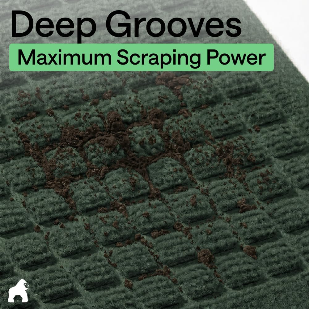 GORILLA GRIP® Ultra Absorbent Front Door Mat Outside Entrance, Traps Dirt and Moisture, HydroABSORB Indoor Outdoor Doormat Holds Up to 1.7 Cups Water, Stain and Fade Resistant Welcome Mat, 29x17 Black