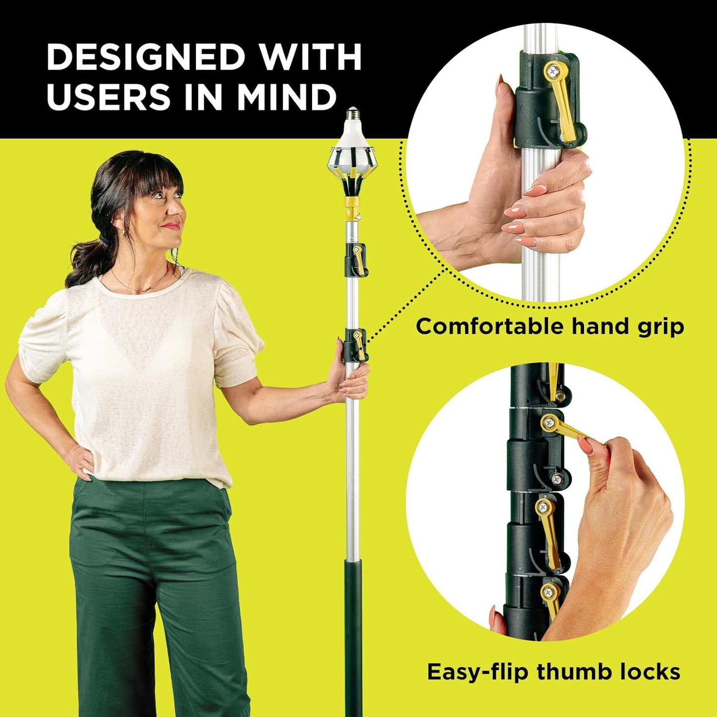 DOCAZOO DOCA Telescoping Pole 7-28 Ft - Extension Pole for Cleaning, Feather Duster, Window Washing Kit, Paint Roller, Window Squeegee - High Reach Extendable Kit for Indoor & Outdoor - Pole Only