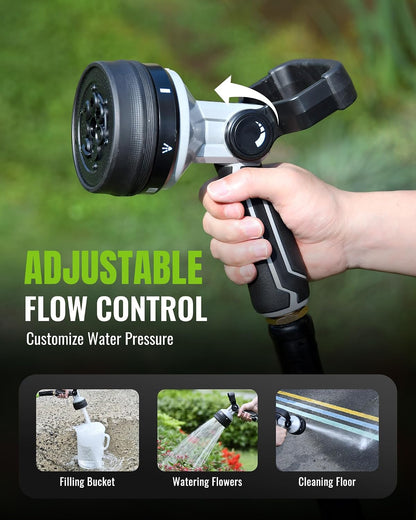 RAINPOINT Heavy Duty Fireman's Hose Nozzle, 7 Modes Water Hose Nozzle with Adjustable Flow Control, Ergonomic Grip for Garden Watering, Car Washing, Pet Bathing & Outdoor Cleaning