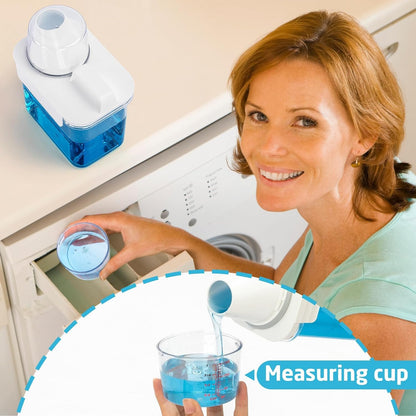 Laundry Detergent Dispenser-1 Pack, 37 oz Detergent Dispenser with 4 Removable Labels, Laundry Soap Dispenser for Laundry Room Organization and Storage, BPA Free & PET Plastic Clear