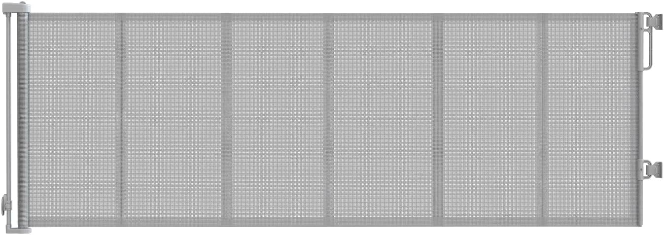 Reinforced 120" Extra Wide Retractable Baby Gates for Stairs, Mesh Saftey Gate for Pets, 10 Foot Retractable Dog Gate, No Drilling, One-Hand Operation, Retractable Gate for Indoor & Outdoor Use