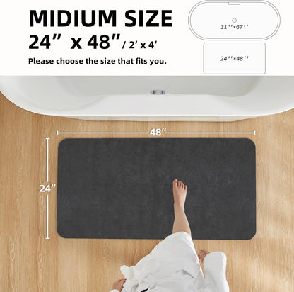 TYUU Bath Mat, Bathroom Rugs Non Slip Washable Thin Absorbent Quick Dry Bath Mat Fits Under Door Bathroom Floor Mat Perfect for Bath, Shower, or Sink 16"x24" Dark Grey
