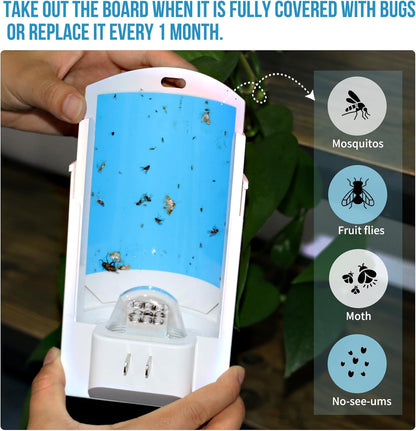Flying Insect Trap, 2 Devices Fruit Fly Traps for Indoors with 8 Sticky Boards, Gnat Traps for House Indoor Fly Catcher with Blue UV Light, Mosquito Moth Bug Catcher for Home, Kitchen(2026 Upgrade)