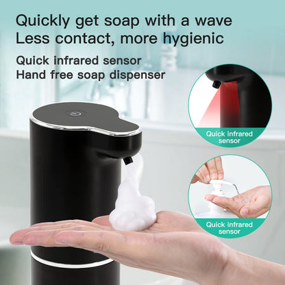 LAOPAO Soap Dispenser, Automatic Foaming Hand Soap Dispenser Touchless Rechargeable Bathroom Countertop Soap Pump for Kids Xmas Gift 300ml