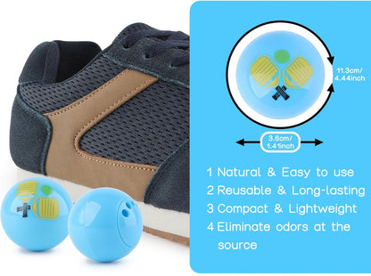 TIESTRA Shoe Deodorizer Balls (6 Pack) – Odor Eaters for Sneaker | Long-Lasting Odor Eliminator Air Freshener for Closet, Locker, Gym Bag, Drawer & Small Spaces| Fresh Linen | Pickle Ball&Blue