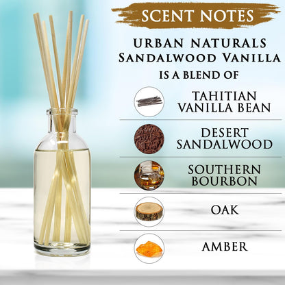 Urban Naturals Smoked Vanilla Reed Diffuser Set with Vanilla Bean, Sandalwood & Leather | Made in the USA - Colors A