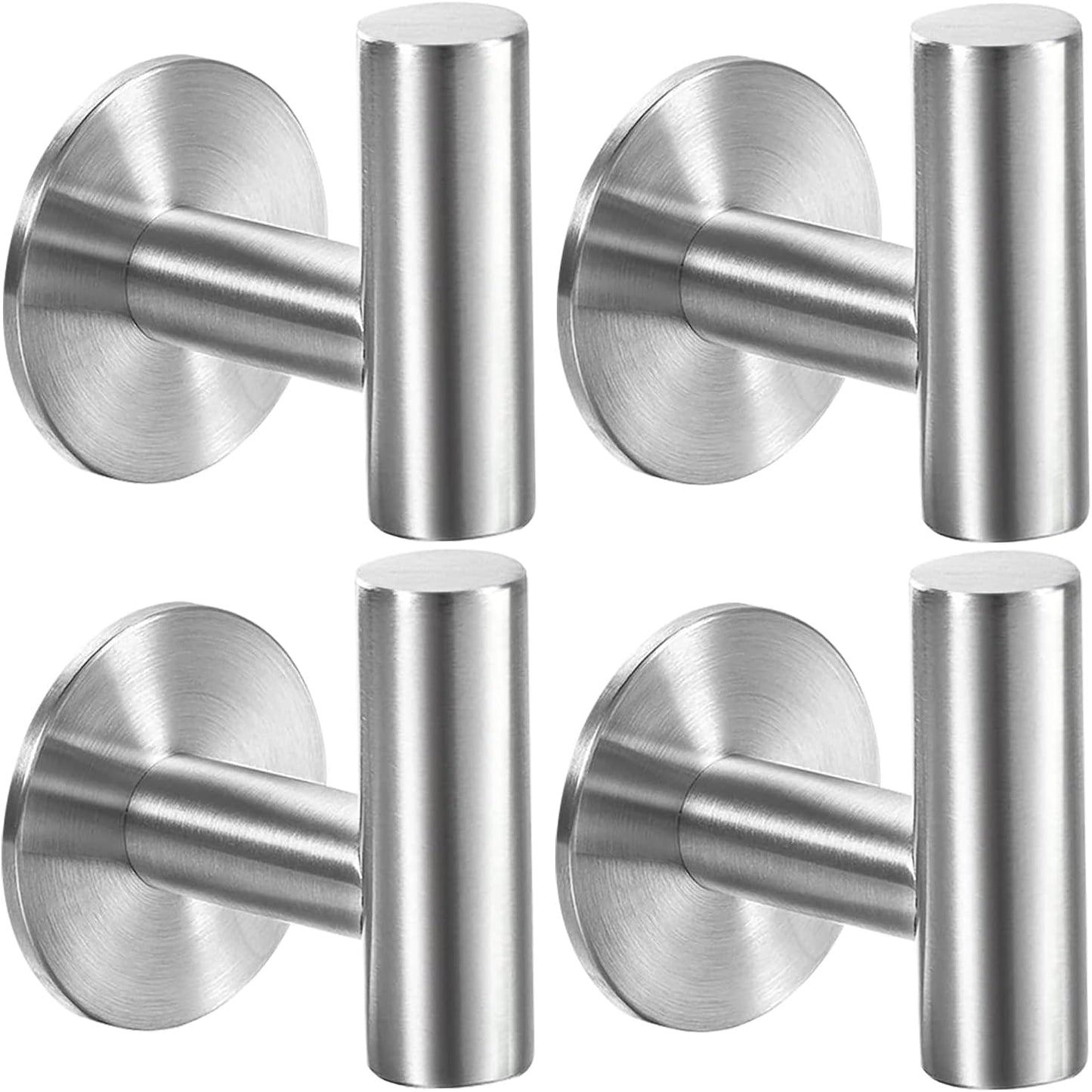 Vuzvuv Adhesive Hooks White SUS304 Stainless Steel - Self Adhesive Heavy Duty Waterproof Wall Hooks for Towel, Coat, Robe in Bathrooms Kitchen Hotel (2-Pack)