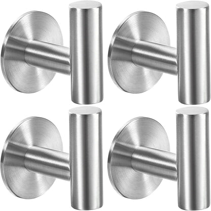 Vuzvuv Adhesive Hooks White SUS304 Stainless Steel - Self Adhesive Heavy Duty Waterproof Wall Hooks for Towel, Coat, Robe in Bathrooms Kitchen Hotel (2-Pack)