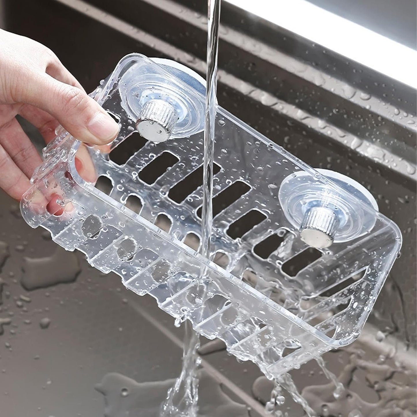 Sink Sponge Holder with Suction Cups Storage Rack with Suction Cups | Kitchen Sponge Holder for Dish Brush Soap Cleaning Tool Bathroom Shower Wall
