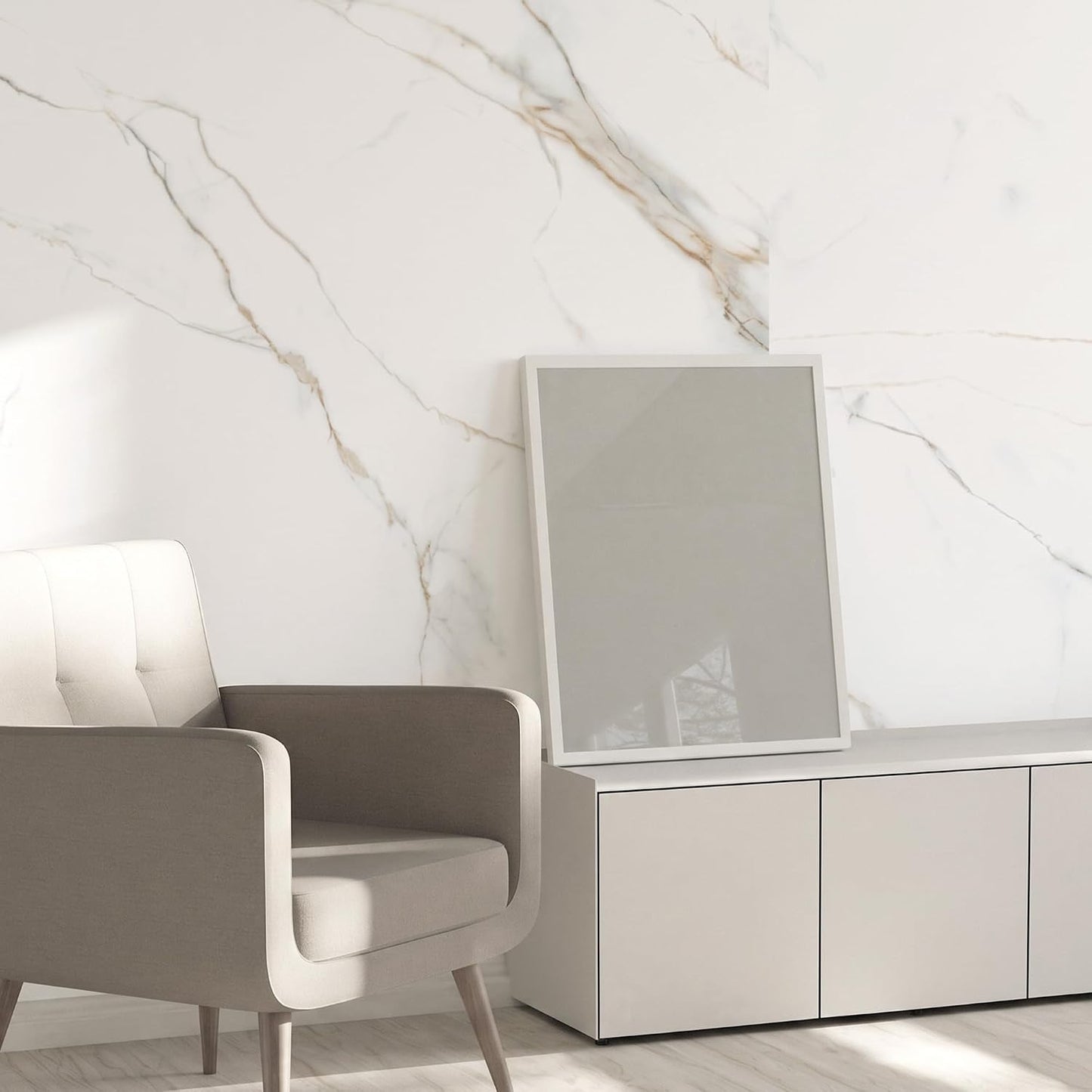 Marble Peel and Stick Waterproof Wall Paneling, 118" x 47" Carrara White Matte Finish Self-Adhesive Backsplash Tile Vinyl Wall Panel for Kitchen Bathroom Wall Decor, Covers 38.75 Sq. Ft.