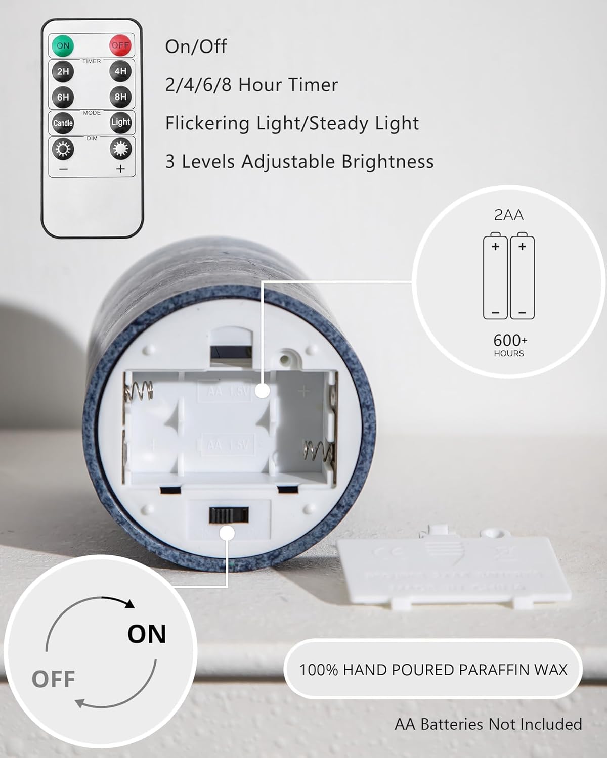 Stmarry White Flameless Candles with Remote and Timer, Real Wax Made LED Pillar Candles Battery Operated with 3D Flickering Flame - 3" x 4",5",6" - Set of 3