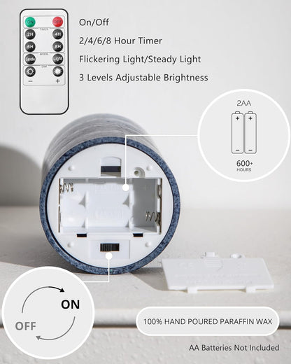 Stmarry White Flameless Candles with Remote and Timer, Real Wax Made LED Pillar Candles Battery Operated with 3D Flickering Flame - 3" x 4",5",6" - Set of 3