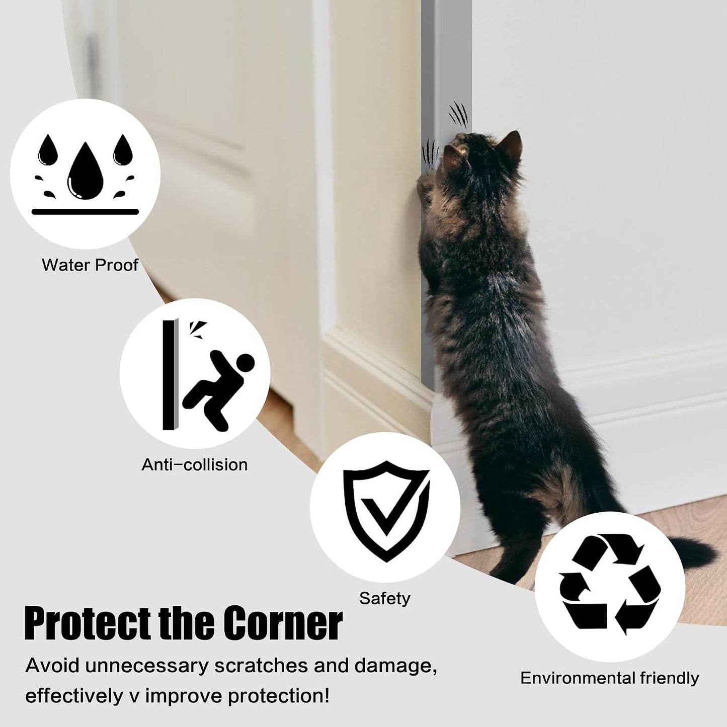 Wall Corner Protector, Walls Edge Protector，Self-Adhesive Wall Corner Guards,PVC Double Side Edge Protector， Furniture Stairs Guard (Gray 2PCS 90cm/35.4in)