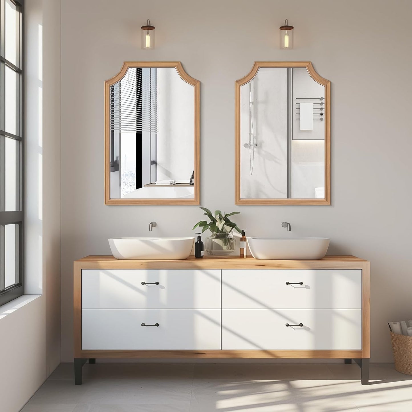 WallBeyond Full Length Mirror Wall Mounted 65"x22", Rustic Wooden Frame Floor Mirror, Large Full Body Mirror for Bedroom, Leaning or Hanging Against Wall, Natural