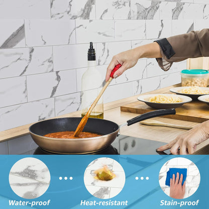 Art3d 102-Piece Peel and Stick Wall Tile for Kitchen Backsplash, Bathroom, Fireplace, 3in. × 6in. Stick on Subway Tile, Glossy White