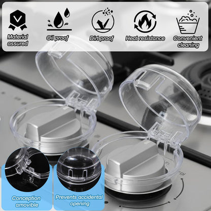 6pcs Gas Stove Knob Safety Cover for Safety, Heat-Resistant Adhesive Pet Proof Locks Gases Stoves Knobs Locks Oven Knobs Covers Clear Gas Stove Knob Covers