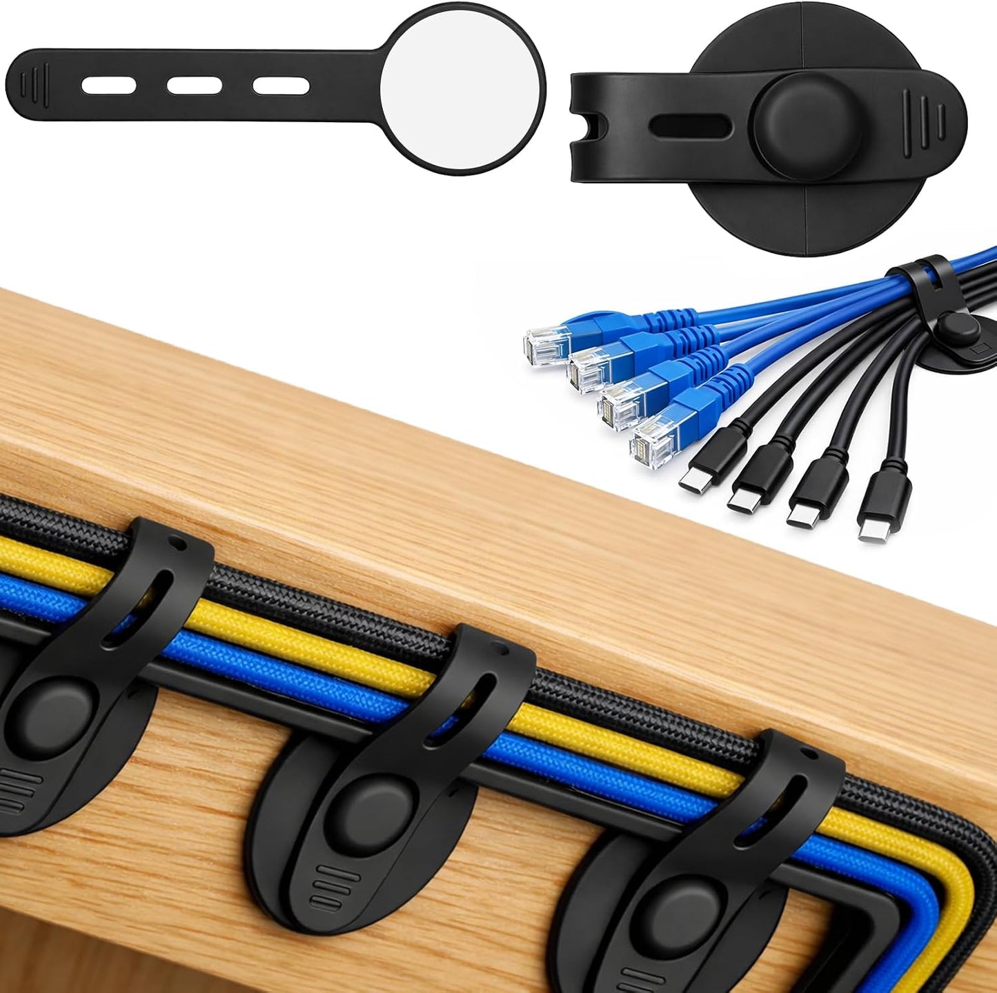 Cord Clips 12 Pack Cable Management Cord Organizer Silicone Hook and Loop Cable Ties Adjustable Wire Organizers Black Cable Ties Straps for Cords Holder Video Home Office Essentials Electronics