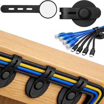 Cord Clips 12 Pack Cable Management Cord Organizer Silicone Hook and Loop Cable Ties Adjustable Wire Organizers Black Cable Ties Straps for Cords Holder Video Home Office Essentials Electronics