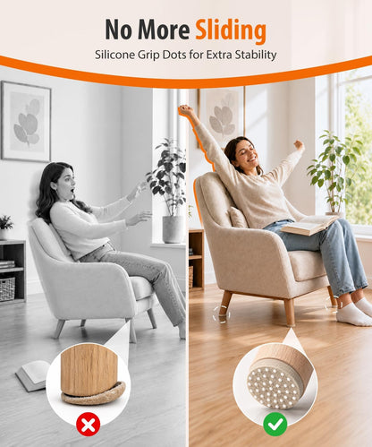 Felt Furniture Pads for Hardwood Floors - Non Slip Chair Leg Protectors with Silicone Grip Dots - Heavy Duty Anti-Scratch Floor Protection for Sofas & Tables, 1 Inch Round, 24 Pack, Beige