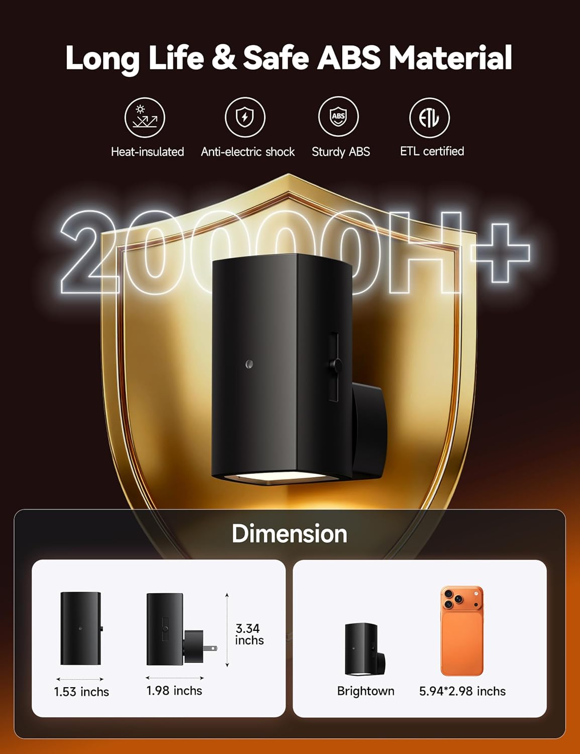 Brightown 2 Pack Night Lights Plug Into Wall, Modern Night Light with Rotating Plug, Dusk to Dawn Sensor, 0-100LM Stepless Dimming Nightlights, Home Decor for Hallway Bedroom Bathroom, Soft White