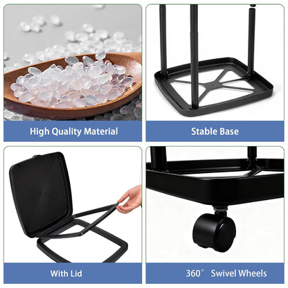 Collapsible Trash Bag Holder Portable Garbage Bin Holder Stand for Kitchen Outside High Capacity Plastic Outdoor Trash Can with Lid for Parties and Camping, Black