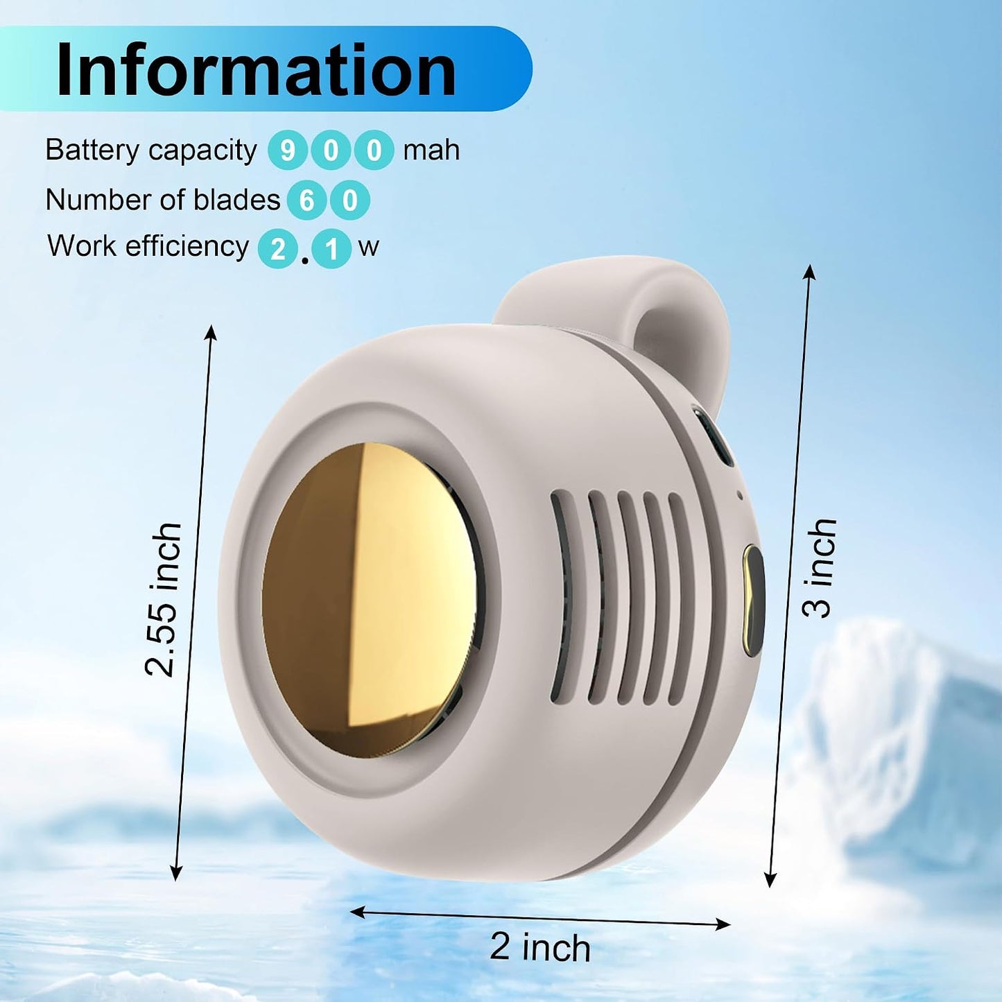 lfcforld Portable Electric Mini Bladeless Fan, Silent Mini Adjustable Clip-On USB Rechargeable Fan, 3-Speed Ultra-Quiet Personal Cooling Fan