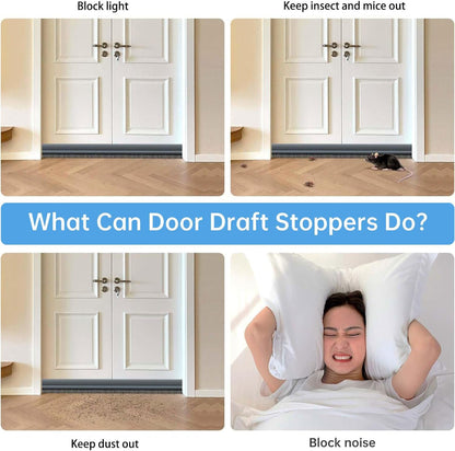2-Pack Door Draft Stoppers with Brush, Door Sweep for Exterior/Interior Doors - Soundproof, Dust/Noise/Hot or Cold Air Insulation, 2" W x 39" L (White)