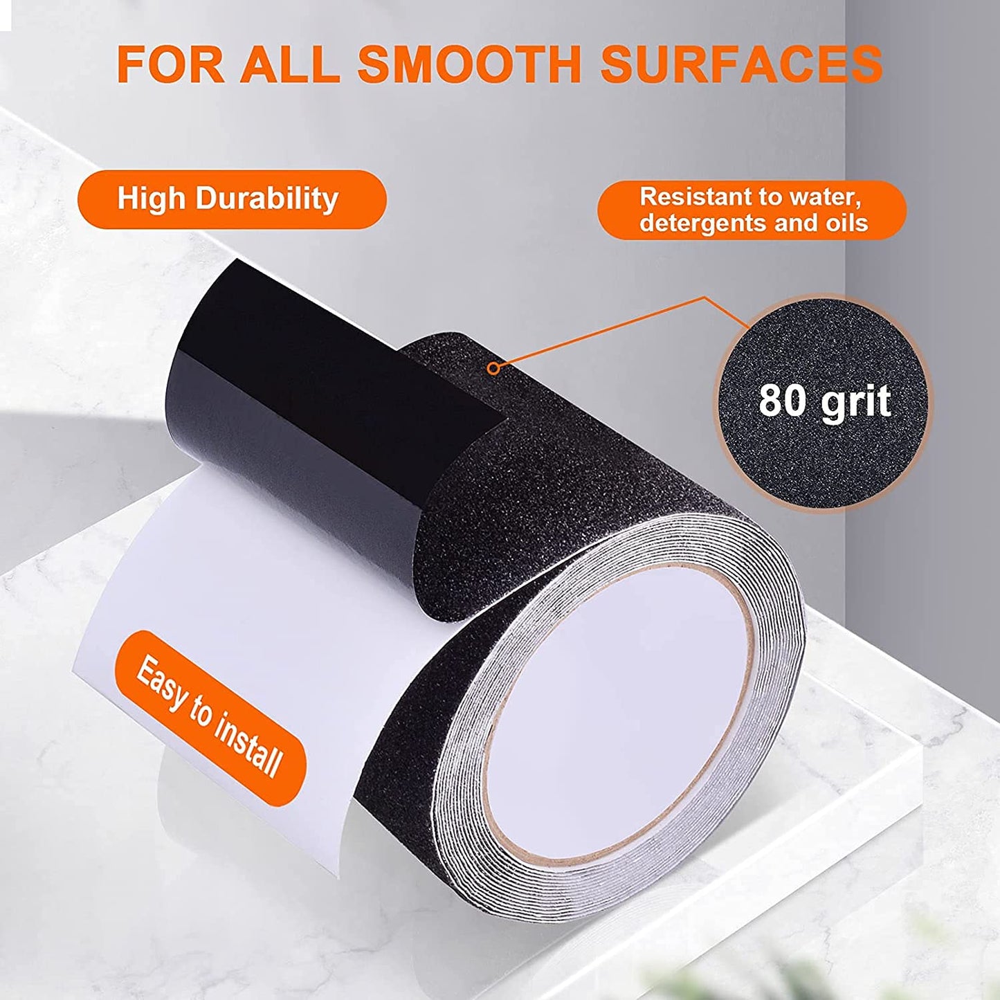Qingluan Grip Tape, Heavy Duty Anti Slip Tape for Stairs Outdoor/Indoor Waterproof 4" x 33 ft, Safety Non-Slip Roll for Stair Step Traction Treads Stair Non Slip Strips Grey