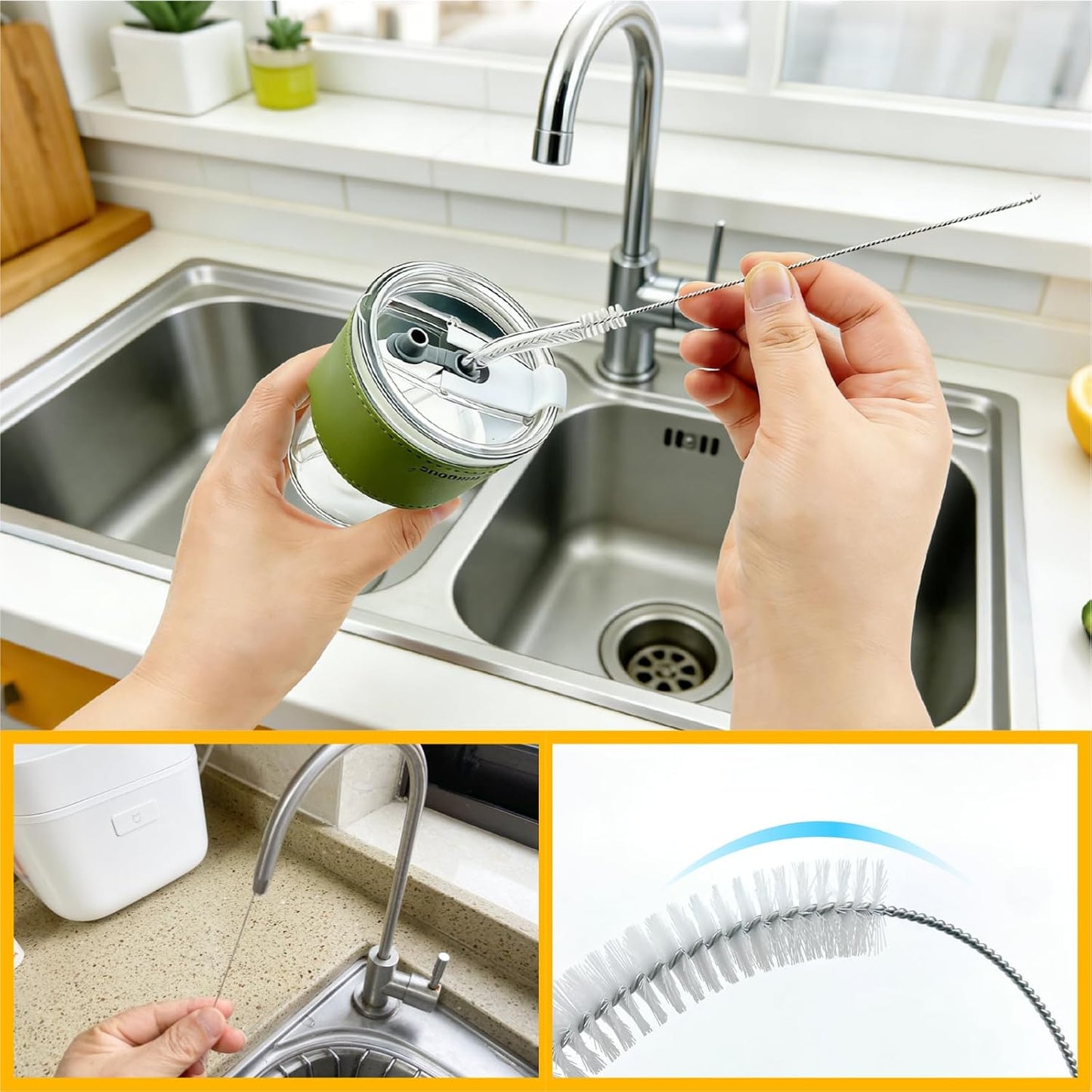 Crevice Cleaning Brush Set, Hard Bristle Small Scrub Brushes, Deep Cleaning Supplies for Kitchen, Bathroom, Grout, Bottle, Corners & Tight Spaces, 8Pcs