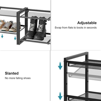 Garden 4 you Shoe Rack - Expandable Shoe Organizer for Closet, Metal Shoe Shelf Organizer, Stackable Adjustable Shoe Storage Shelf for Entryway, Garage, Door Entrance (2-Tier)