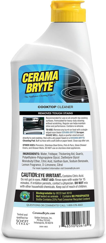 Cerama Bryte Cooktop Cleaner for Glass-Ceramic Surfaces, 18 oz, 2 Pack