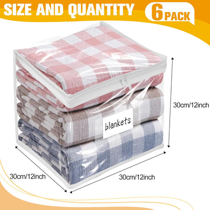 Plastic Storage Bags with Easy-Glide Zipper, Pack of 8, Durable Clear Vinyl Zippered Storage Bags for Clothes Sweaters Comforters Blankets Sheets Bedding (15.7 x 13.8 x 3.9 Inch, White)