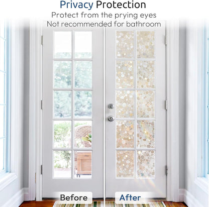 rabbitgoo Window Privacy Film, Frosted Glass Window Clings, Static Cling UV Heat Blocking Door Stickers for Home Bathroom, Removable Indoor Decal Coverings Day and Night, Pure, 17.5 x 78.7 Inches