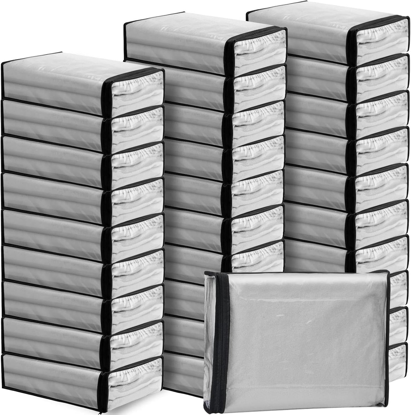 Riakrum 30 Pack Clear Zippered Storage Bags, 15x11x4 inches, Vinyl Plastic Sweater Sheet Organizers Storage Bags, PVC, for Clothes, Sheet, Blankets, Fabrics Organizers (White)