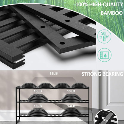 Jripae 5 Tier 32.5*10.5*30.3in Bamboo Shoe Rack for Closet Entryway Bedroom | Stackable Shoe Shelf Holder for Men/Women Hallway/Garage, Bookshelf, Flower Rack, Home Space Saving