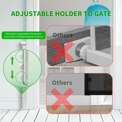 Upgraded Retractable Baby Gate for Stairs, 33"Tall Expands 71"Wide Ideal Safety Solution Dog Gate for Stairs Doorways Hallways Indoor Outdoor Mesh Baby Gate Retractable Screen Door(White,86CMx180CM)